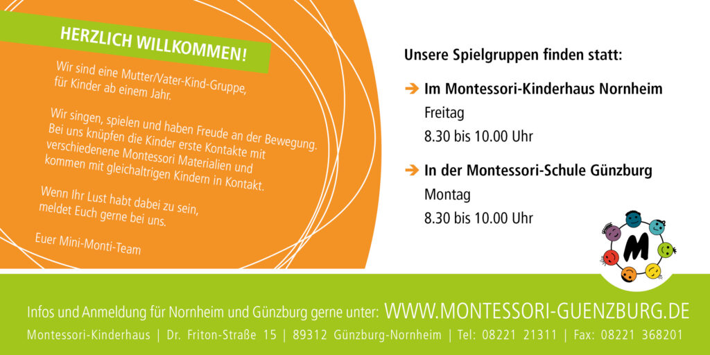 Flyer für MiniMontis Spielgruppe